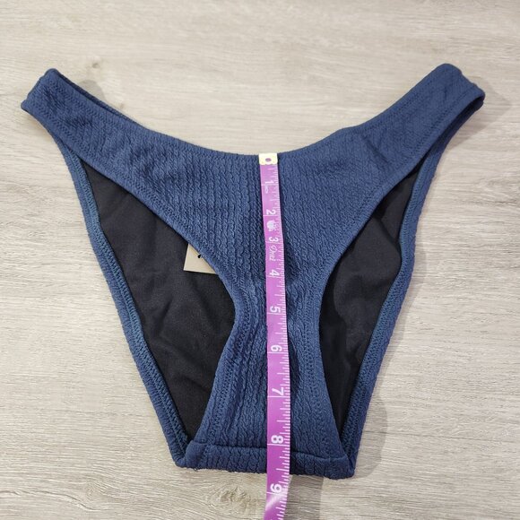J. Crew Teal Textured Curved Waist Cheeky Bikini Bottom New With Tags Women's S - Picture 4 of 15